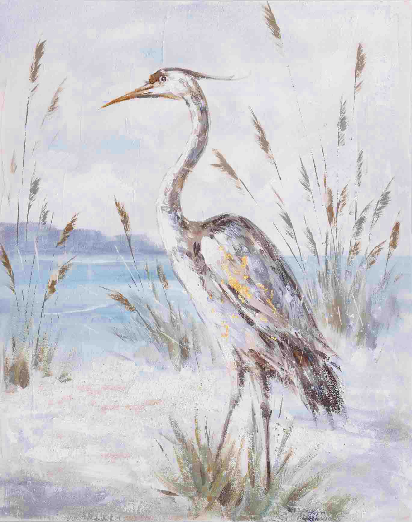 PXYW665 Wall décor art oil on canvas wildlife birds on beach